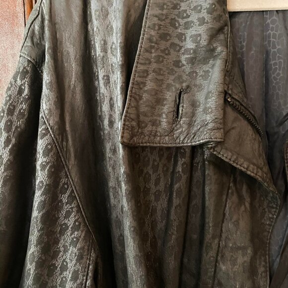 Vintage G-III 80s Black Leather Leopard Bomber Jacket M - Picture 4 of 7